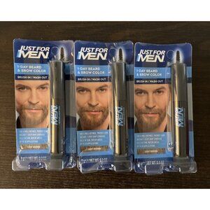 NIP Just for Men 1-Day Beard & Brow Color Light Brown Bundle Of Three